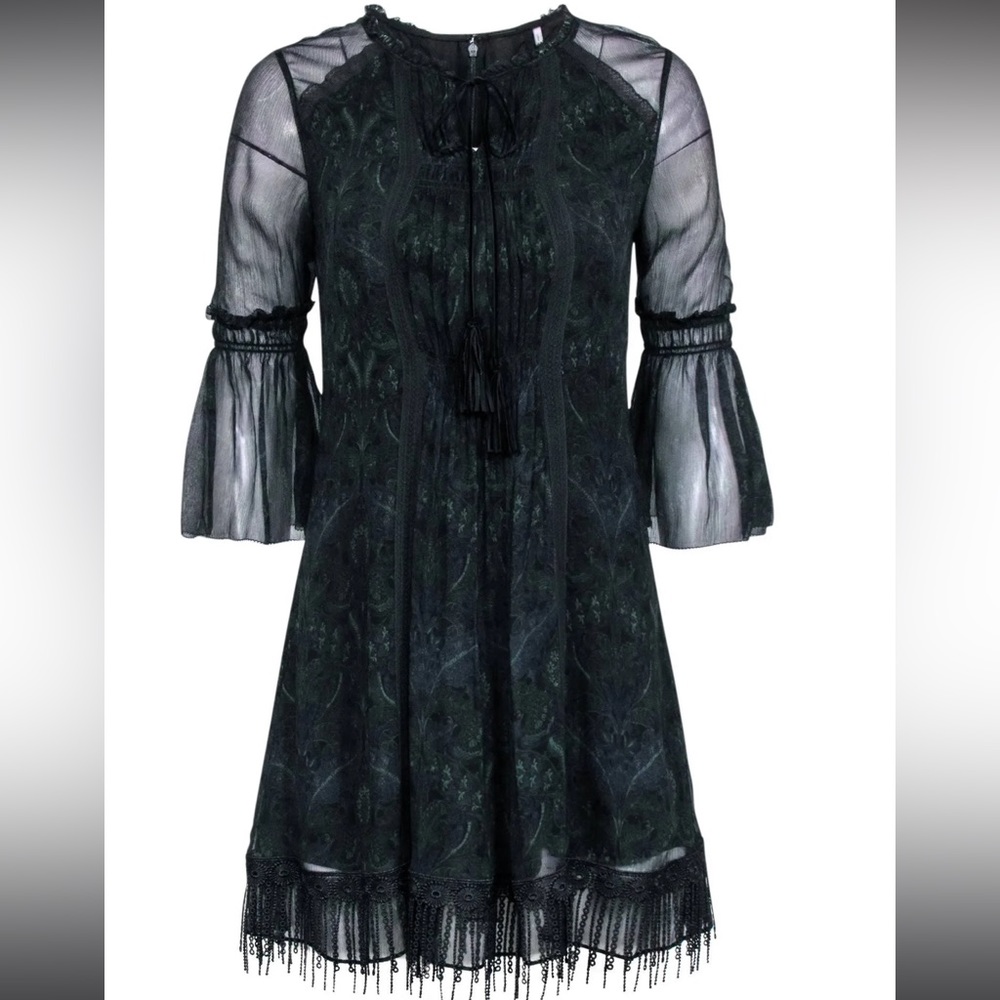 Elie Tahari Dress. Black and Green with silk shell and polyester lining.